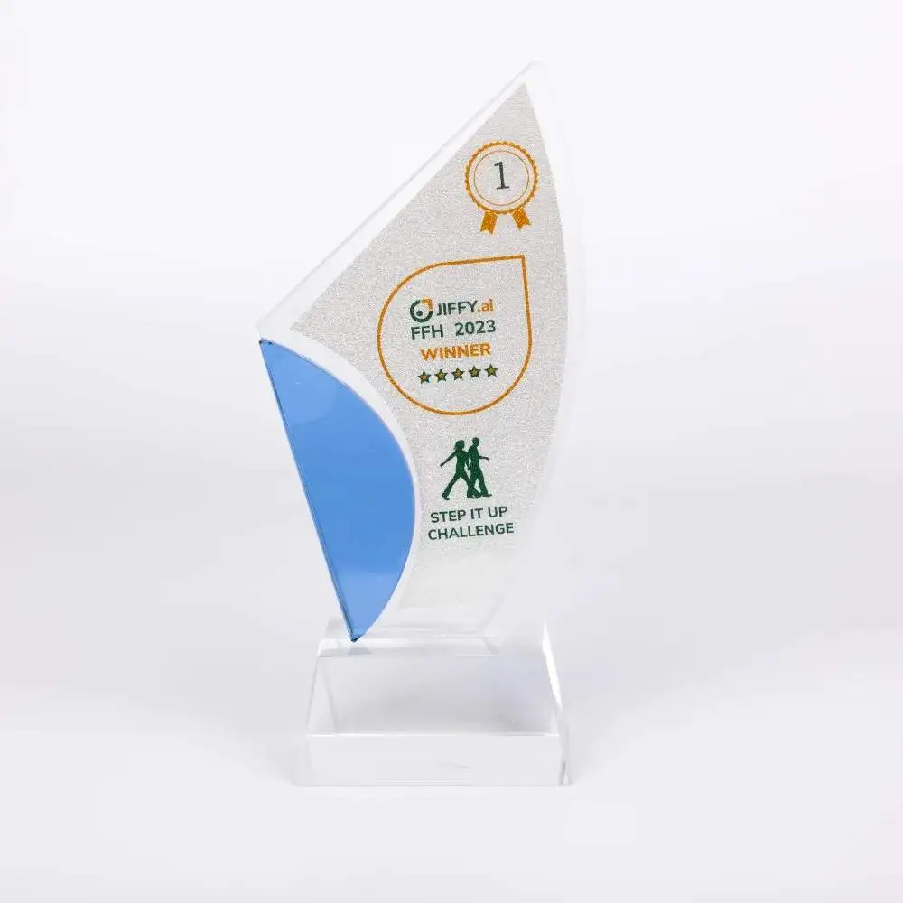 Blue Edge Curved Trophy